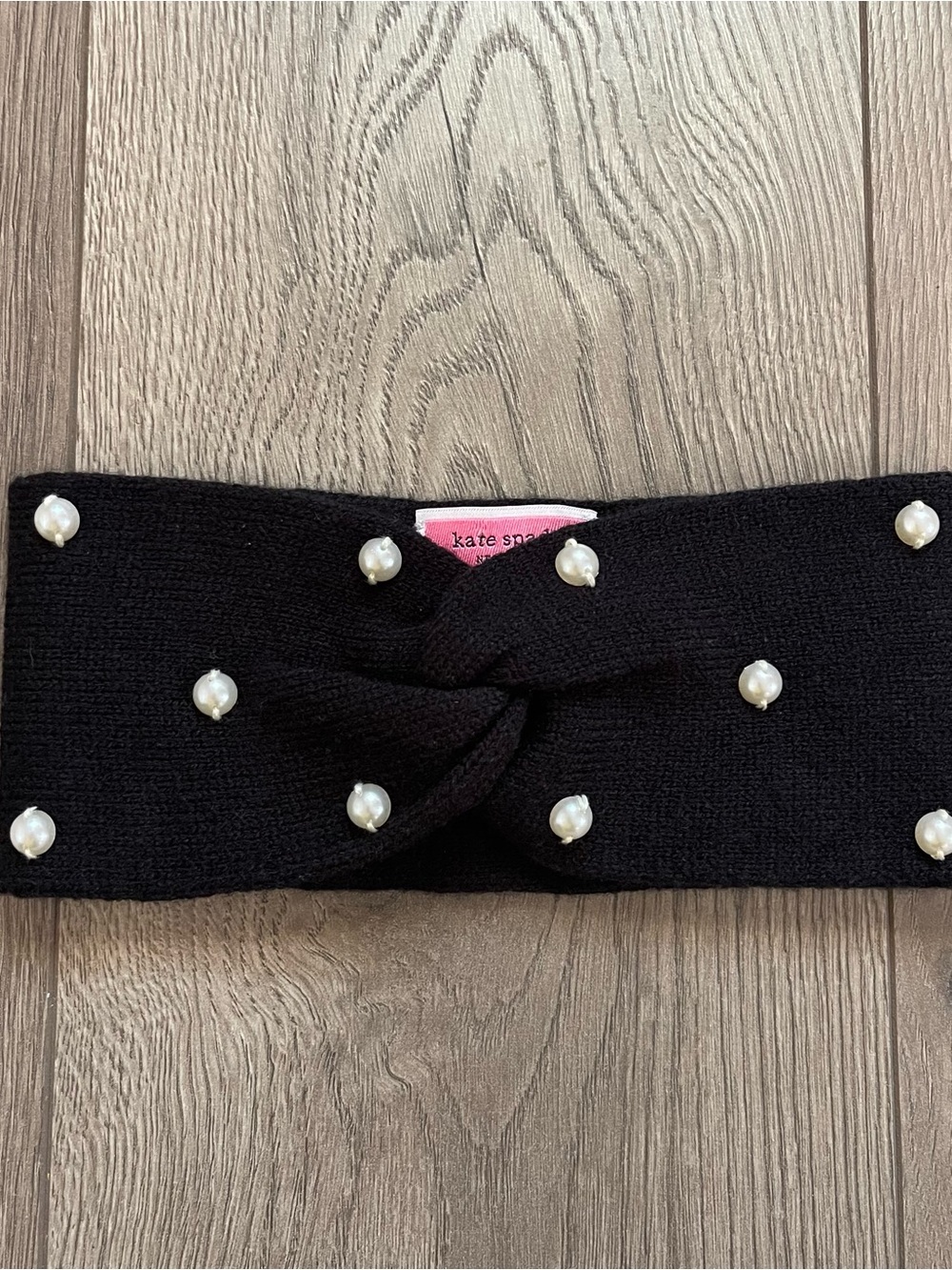 Kate Spade New York Black Pearl Embellished Twist Ear Warmer Winter Headband